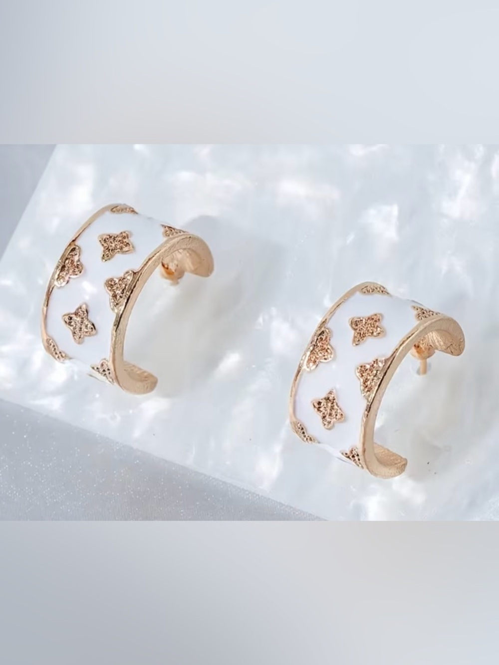 Enamel and Gold Hoop Earrings* - Picture 2 of 3